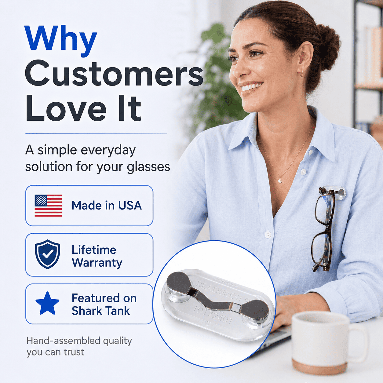 Universal Magnetic Glasses Holder for Sunglasses, Readers & ID Badges