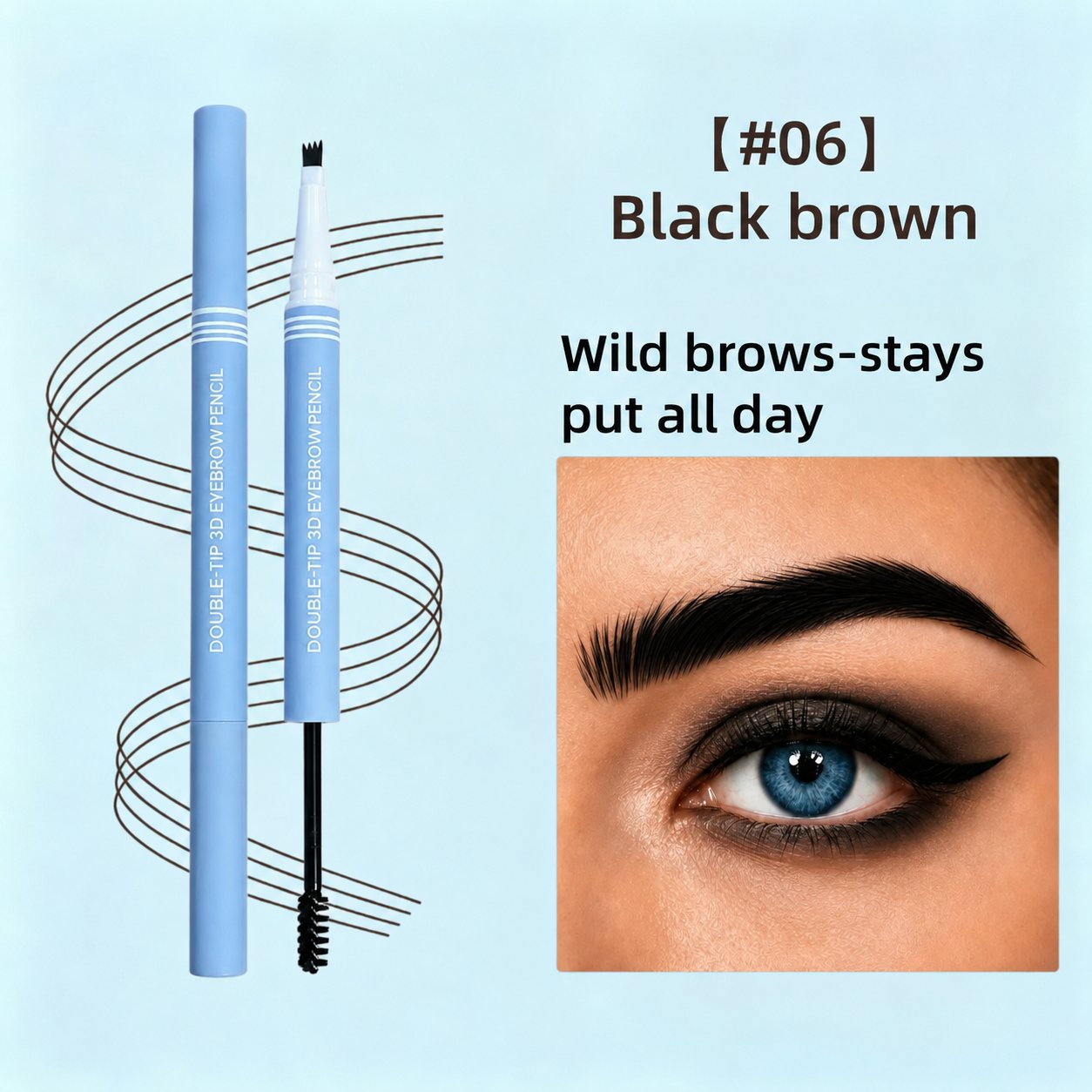 Four-Stroke Dual-Tip 3D Eyebrow Pencil