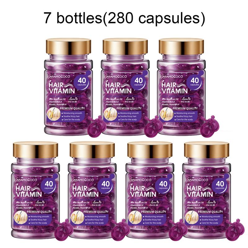 Hair Vitamin Capsules | Moroccan Argan Oil & Keratin Serum for Frizzy & Damaged Hair (40 Count)