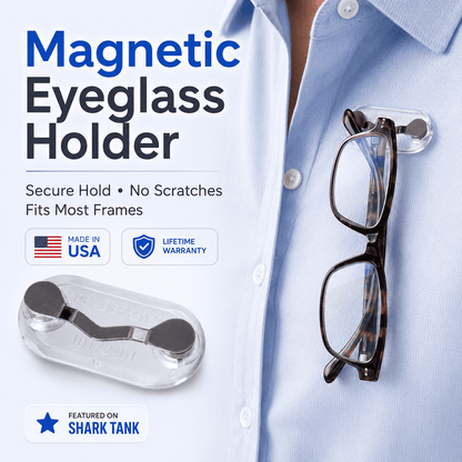 Universal Magnetic Glasses Holder for Sunglasses, Readers & ID Badges