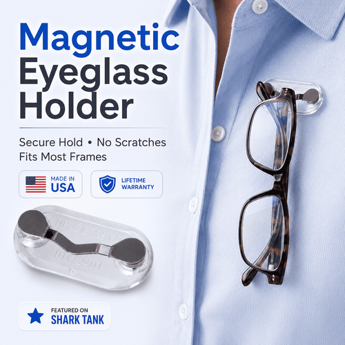Universal Magnetic Glasses Holder for Sunglasses, Readers & ID Badges