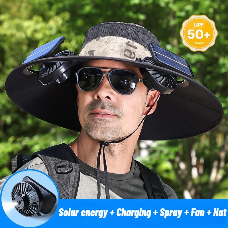 Stay Ice-Cold Under the Blazing Sun – The 2-in-1 Solar Powered Cooling Hat with Mist Spray.