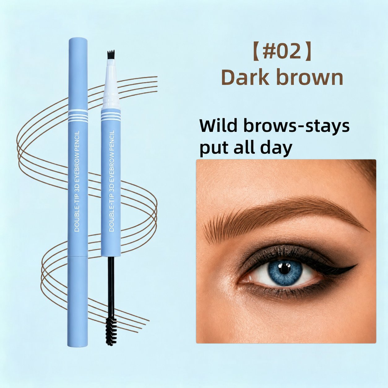 Four-Stroke Dual-Tip 3D Eyebrow Pencil