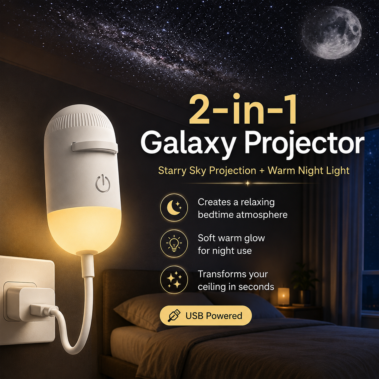 Night Light Projector - Smart Holographic Star Projector