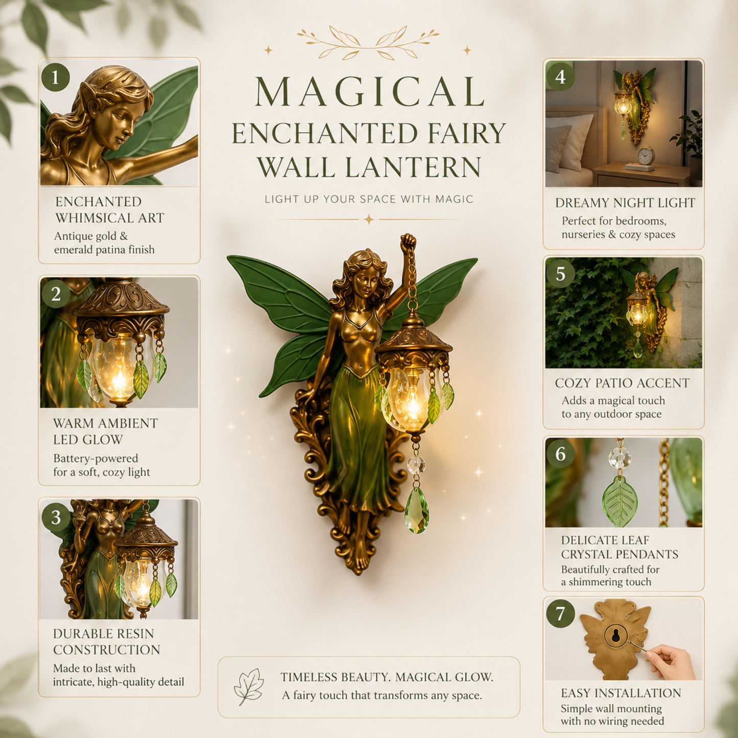 Enchanting Fantasy Wall Lamp – Wireless Vintage Sculpture Night Light
