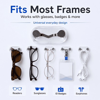 Universal Magnetic Glasses Holder for Sunglasses, Readers & ID Badges