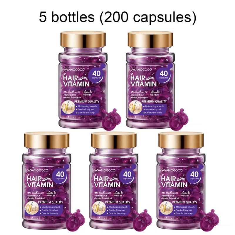 Hair Vitamin Capsules | Moroccan Argan Oil & Keratin Serum for Frizzy & Damaged Hair (40 Count)