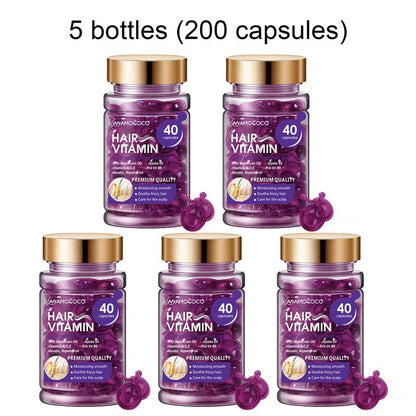 Hair Vitamin Capsules | Moroccan Argan Oil & Keratin Serum for Frizzy & Damaged Hair (40 Count)