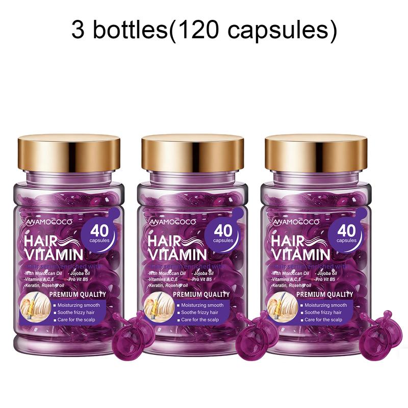 Hair Vitamin Capsules | Moroccan Argan Oil & Keratin Serum for Frizzy & Damaged Hair (40 Count)