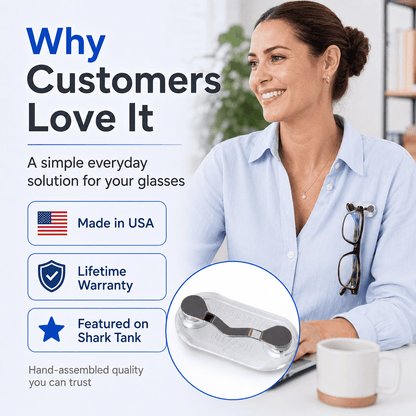Universal Magnetic Glasses Holder for Sunglasses, Readers & ID Badges