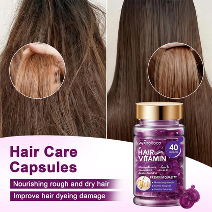 Hair Vitamin Capsules | Moroccan Argan Oil & Keratin Serum for Frizzy & Damaged Hair (40 Count)
