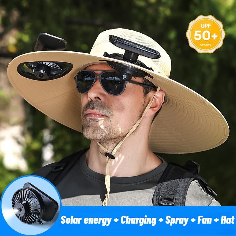 Stay Ice-Cold Under the Blazing Sun – The 2-in-1 Solar Powered Cooling Hat with Mist Spray.