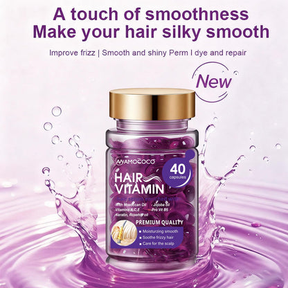 Hair Vitamin Capsules | Moroccan Argan Oil & Keratin Serum for Frizzy & Damaged Hair (40 Count)