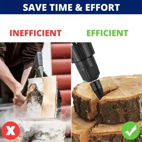 Firewood Splitting Drill Bit – High-Carbon Steel Wood Splitter Cone with Round, Square & Hex Shank Options