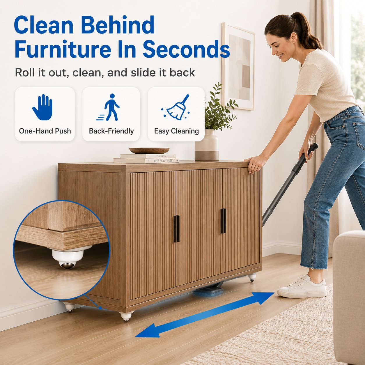 360° Self-Adhesive Mini Caster Wheels – Peel & Stick Multi-Directional Rollers for Furniture, Storage Bins & Home Organizers