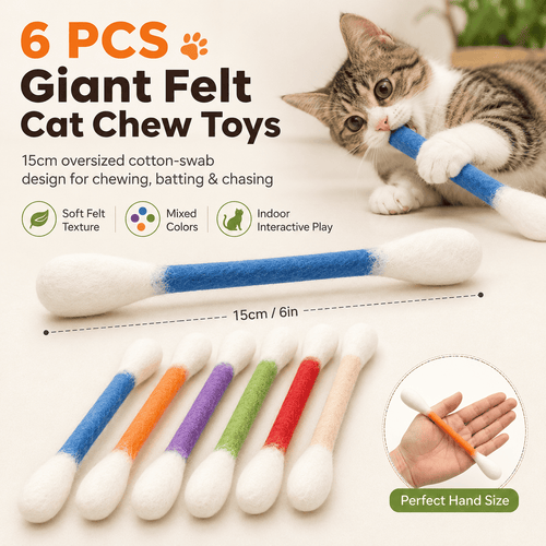 6 Pack🔥Giant Cotton Swabs Your Cat Will Obsess Over!