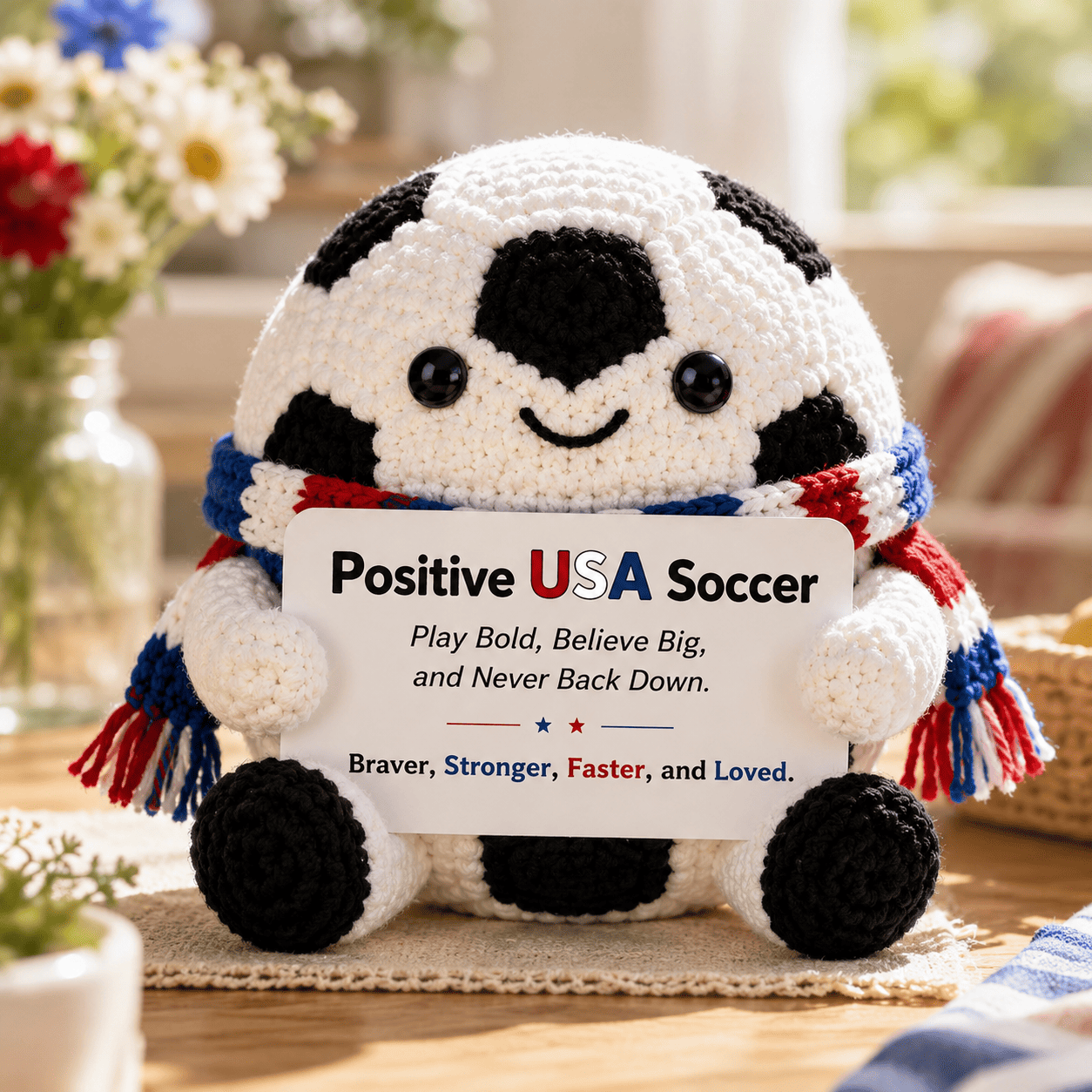 🔥Last Day- ⚽ Positive Soccer Buddy|Handmade Crochet Encouragement Gift 💚