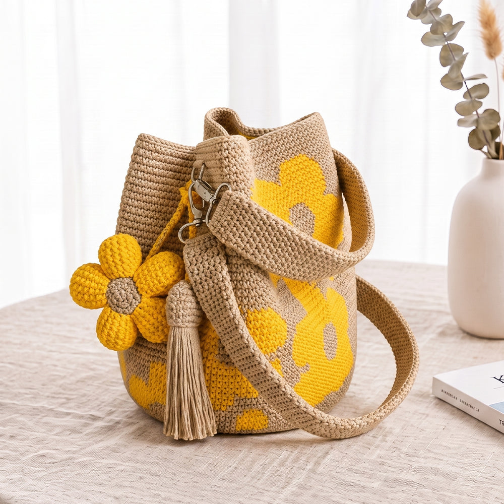 Handwoven Flower Bucket Bag