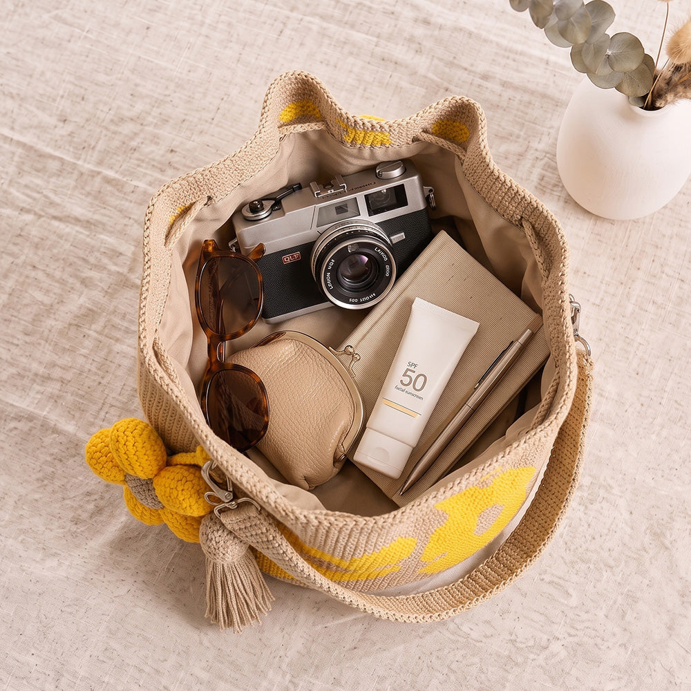 Handwoven Flower Bucket Bag