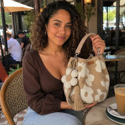 Handwoven Flower Bucket Bag