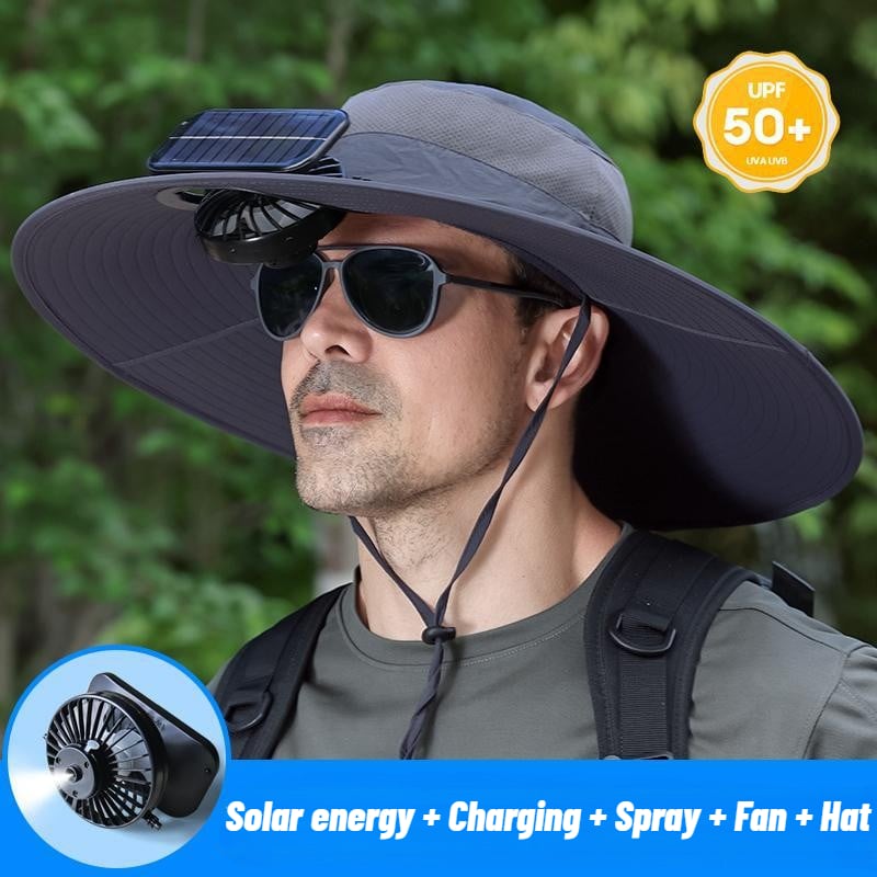 Stay Ice-Cold Under the Blazing Sun – The 2-in-1 Solar Powered Cooling Hat with Mist Spray.