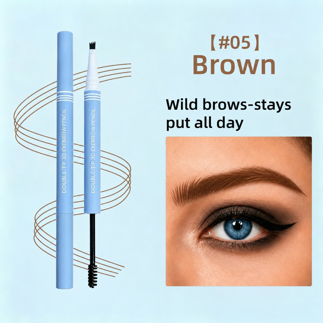 Four-Stroke Dual-Tip 3D Eyebrow Pencil
