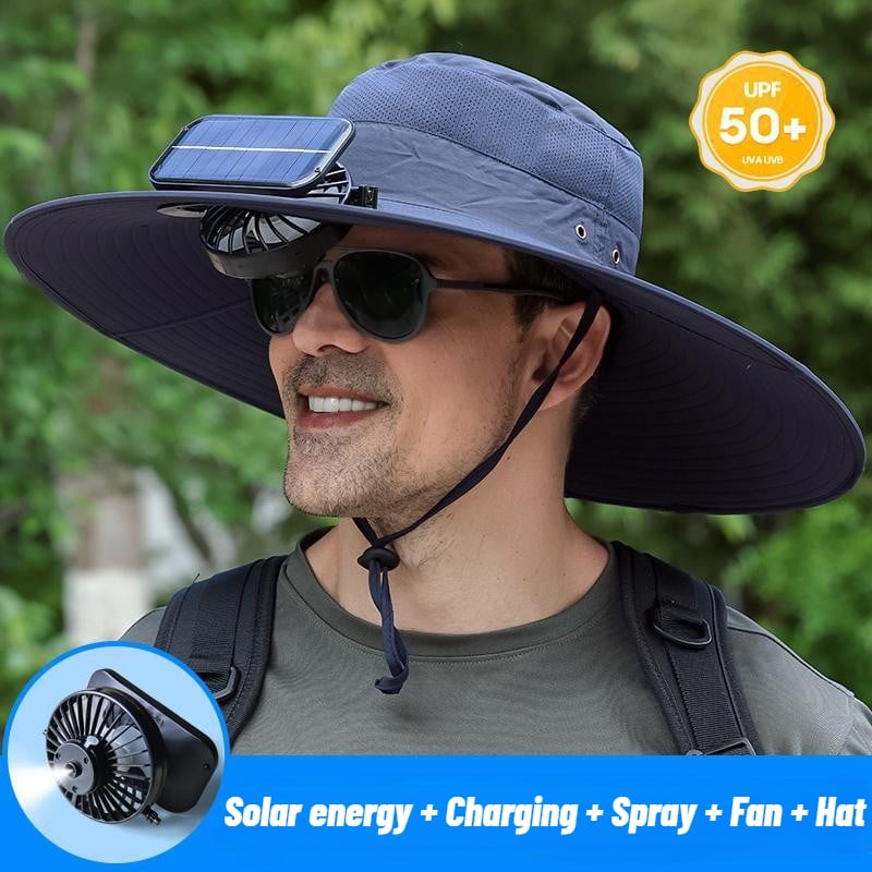 Stay Ice-Cold Under the Blazing Sun – The 2-in-1 Solar Powered Cooling Hat with Mist Spray.