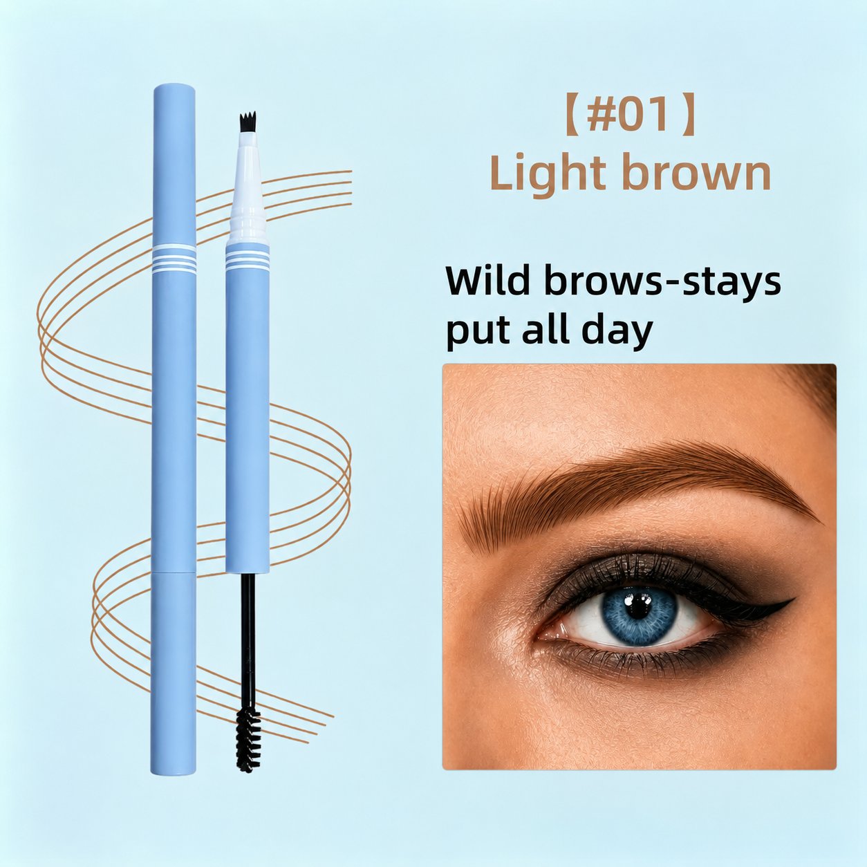 Four-Stroke Dual-Tip 3D Eyebrow Pencil