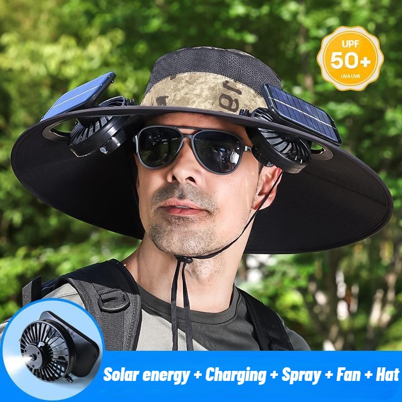 Stay Ice-Cold Under the Blazing Sun – The 2-in-1 Solar Powered Cooling Hat with Mist Spray.