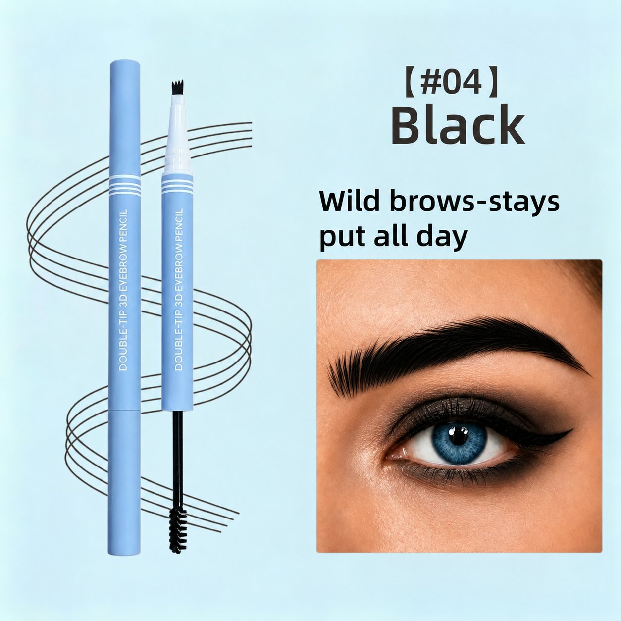 Four-Stroke Dual-Tip 3D Eyebrow Pencil