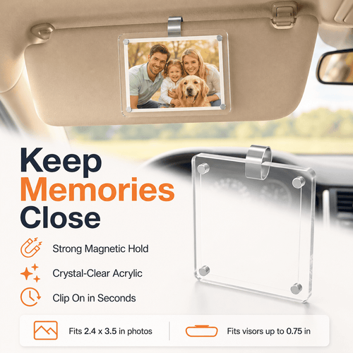 eep Memories Close: Universal Acrylic Car Visor Photo Clip (Set of 2)