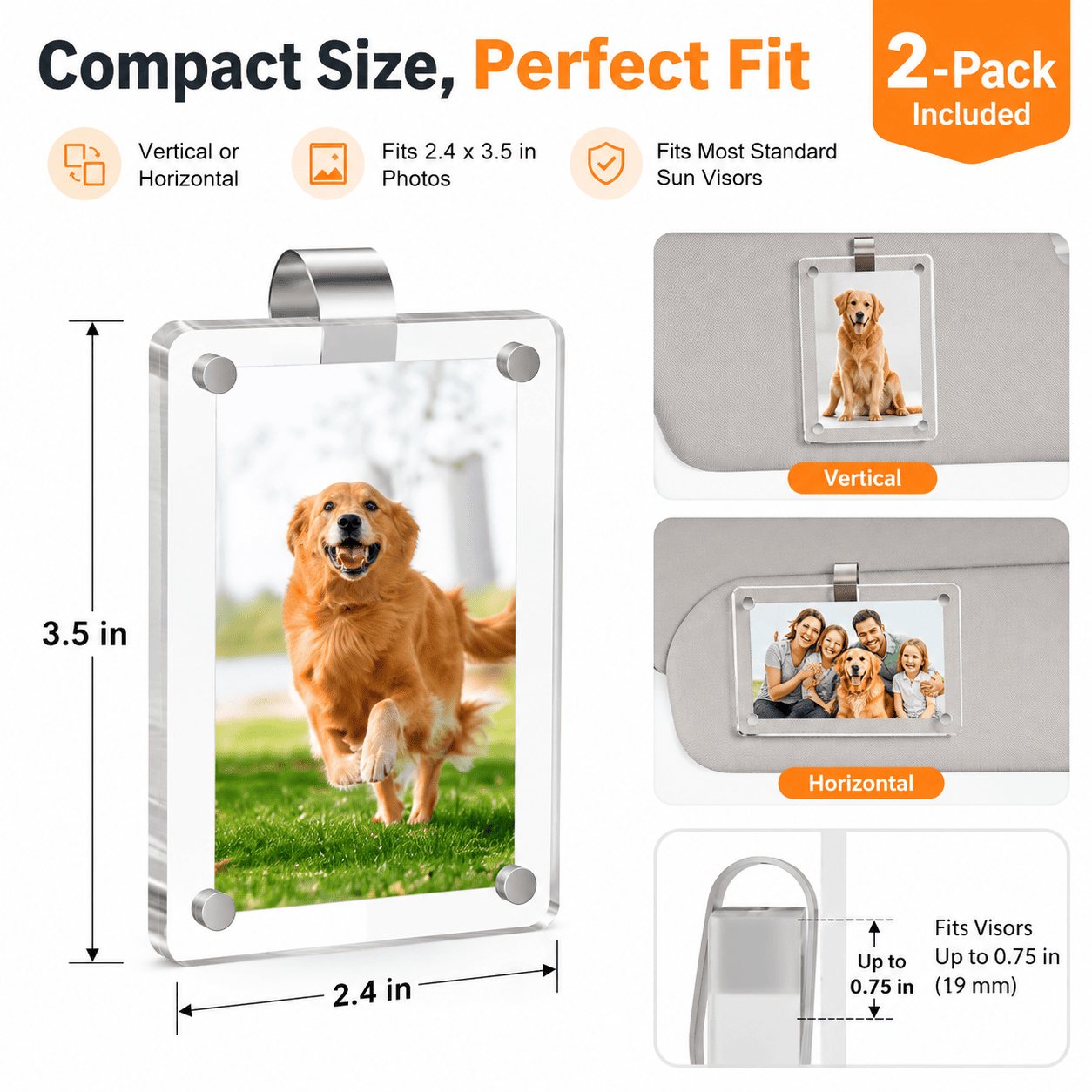 eep Memories Close: Universal Acrylic Car Visor Photo Clip (Set of 2)