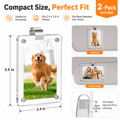 eep Memories Close: Universal Acrylic Car Visor Photo Clip (Set of 2)